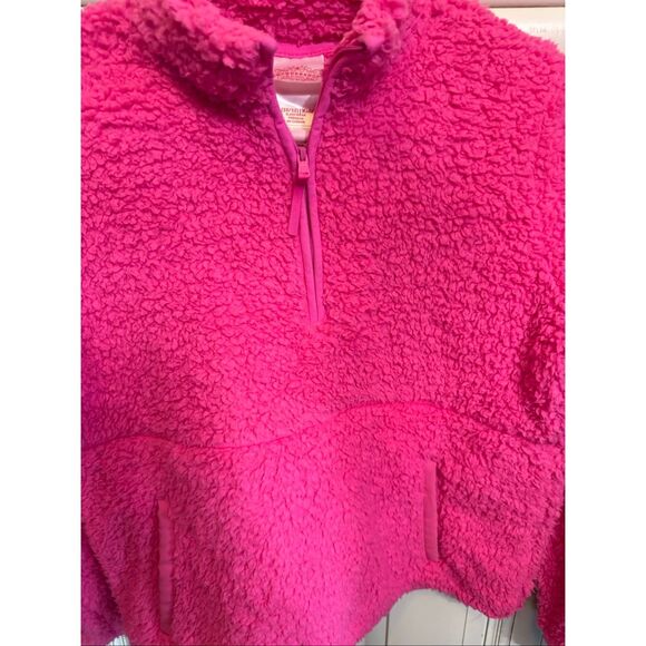 Wondershop Kids Faux Shearling Long Sleeve Half Zip Up Pajama Top Hot Pink Large - Picture 1 of 7